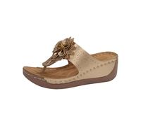 LOPILY Chanclas Mujer Pelo y cómodas de verano para mujer, con punta abierta y clip. (Gold, 36)