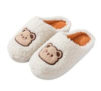 LOPILY Chanclas Peludas Mujer algodón y lino para hombre y mujer, zapatilla casa para interior y exterior, sandalias con punta abierta, zapatos transpirables para dormitorio (White, 40)