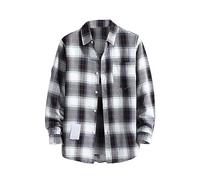 LOPILY Cilindro Top de otoño para Hombre Botón de Solapa Camisa de Manga Larga Tops Cárdigan para Hombre (White, XXXXL)