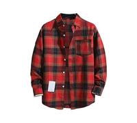 LOPILY Cilindro Top de otoño para Hombre Botón de Solapa Camisa de Manga Larga Tops Cárdigan para Hombre (Red, XXXXXL)