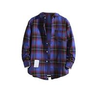 LOPILY Cilindro Top de otoño para Hombre Botón de Solapa Camisa de Manga Larga Tops Cárdigan para Hombre (Purple, XL)