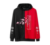 LOPILY Conjunto Hombre Letter Graphic Long Sleeve Hoodies Pullover Tops (Red, XL)