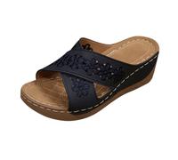 LOPILY Cosas Mujer verano para mujer, estilo retro, con tiras huecas y gruesa, para exteriores, playa, vacaciones, cómodas, ligeras e informales. (Blue, 36)