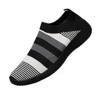LOPILY Deportiva De Mujer Zapatillas de Deporte Tejidas Transpirables para Caminar, sin Cordones, de, con Soporte para el y Las Manos (Black, 41)