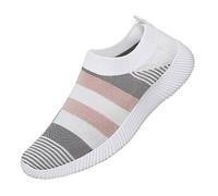 LOPILY Deportiva De Mujer Zapatillas de Deporte Tejidas Transpirables para Caminar, sin Cordones, de, con Soporte para el y Las Manos (Pink, 42)