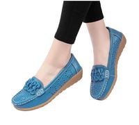 LOPILY Deportivas Mujer Vestir Cuña Mujer, Zapatillas sin Cordones de Verano, Zapatos cómodos de Cuero para Caminar y Trabajar (Blue, 44)
