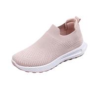 LOPILY Deportivas Negras Mujer Vestir y Transpirables para Caminar, Zapatos de sin Cordones, Zapatillas de Deporte con Soporte para el (Pink, 38)