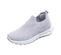 LOPILY Deportivas Negras Mujer Vestir y Transpirables para Caminar, Zapatos de sin Cordones, Zapatillas de Deporte con Soporte para el (Grey, 36)