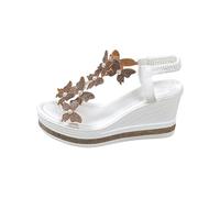 LOPILY Deportivos Mujer con hebilla de cinturón lateral hueca y plana para mujer, sandalias de verano mujer (Gold, 36)