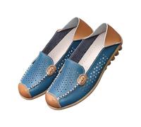 LOPILY Doradas Niña Zapatos Casuales, de Verano, Zapatos Casuales de con tacón Transpirable y Hueco (Blue, 44)