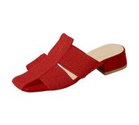 LOPILY Felpa Halloween Niña Heel Slippers Female 2025 Outside Wear Thick Heel Temperament A Footstool Lazy Slippers (Red, 41)