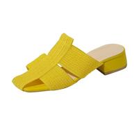LOPILY Felpa Halloween Niña Heel Slippers Female 2025 Outside Wear Thick Heel Temperament A Footstool Lazy Slippers (Yellow, 35)