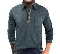 LOPILY Hombre Camiseta Corta con Solapa para Hombre, Informal, de Color Liso, a la, para Primavera y otoño (Green, XXL)