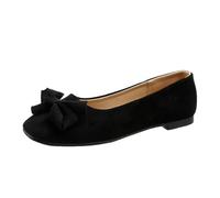LOPILY Invierno Flat Shoes Spring Summer and Autumn Lightweight Suede Round Toe Shallow Mouth Soft Bottom Bow Single Daily Dating Commuting Large Size Ballet