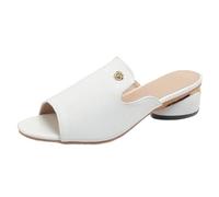 LOPILY Pantufla Mujer de PU de color sólido de verano para mujer para fiesta y compras (White, 38)