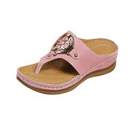 LOPILY Pantuflas Mujer Bota de cuña para mujer, verano 2025, chanclas de, cómodas, con soporte para el, zapatillas de tacón abierto, sin cordones, para caminar al libre y en la playa. (Pink, 39)