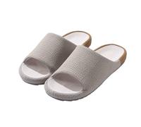 LOPILY Pantuflas Mujer Rosas sensación de hielo para uso en exteriores e interiores, zapatos gruesos para todo tipo de pantuflas de algodón y lino para pisar. (Grey, 44)
