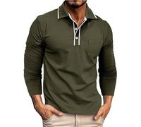 LOPILY Polos Hombre Botones de Solapa para Hombre, Camisetas de Negocios para Hombre, Camisetas con Solapa para Hombre (Green, S)