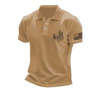 LOPILY Polos Hombre Holgada con Estampado 3D y Solapa para Hombre (Khaki, XXL)