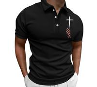 LOPILY Polos Hombre Transpirable Estampada en 3D de Tendencia Holgada Informal a la para Hombre (Black, XXXXXL)