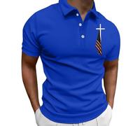 LOPILY Polos Hombre Transpirable Estampada en 3D de Tendencia Holgada Informal a la para Hombre (Blue, XXXXL)