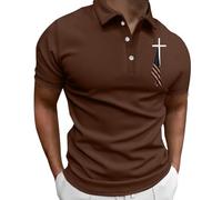 LOPILY Polos Hombre Transpirable Estampada en 3D de Tendencia Holgada Informal a la para Hombre (Coffee, L)