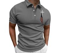 LOPILY Polos Hombre Transpirable Estampada en 3D de Tendencia Holgada Informal a la para Hombre (Dark Gray, S)