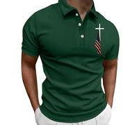 LOPILY Polos Hombre Transpirable Estampada en 3D de Tendencia Holgada Informal a la para Hombre (Green, M)