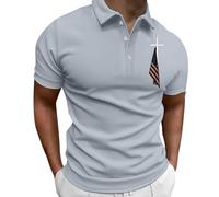LOPILY Polos Hombre Transpirable Estampada en 3D de Tendencia Holgada Informal a la para Hombre (Grey, S)
