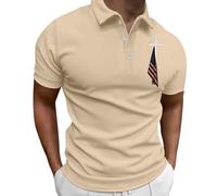 LOPILY Polos Hombre Transpirable Estampada en 3D de Tendencia Holgada Informal a la para Hombre (Khaki, XXL)