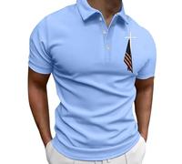 LOPILY Polos Hombre Transpirable Estampada en 3D de Tendencia Holgada Informal a la para Hombre (Light Blue, XXXXL)