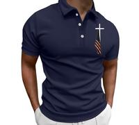 LOPILY Polos Hombre Transpirable Estampada en 3D de Tendencia Holgada Informal a la para Hombre (Navy, XXXXL)