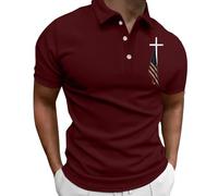 LOPILY Polos Hombre Transpirable Estampada en 3D de Tendencia Holgada Informal a la para Hombre (Wine, M)