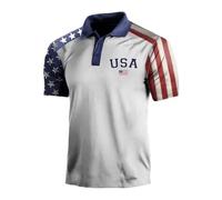 LOPILY Polos Manga Larga Hombre Deporte Día de la Independencia Camisa del Día de la Independencia de Unidos Casual (Sky Blue, S)