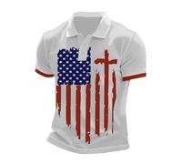 LOPILY Polos Trabajo Hombre Hombre del Día de la Independencia Camisa del Día de la Independencia de Unidos Casual (Sky Blue, S)