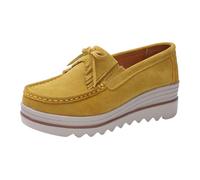 LOPILY Regalos Mujeres Mayores Jane Zapatos Mujer Fondo Grueso tacón Inclinado cómodos Zapatos Casuales (Yellow, 39)