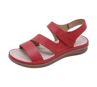 LOPILY Sandalia Cuña Mujer Rojo zapatos de playa transpirables de verano, sandalias de tacón con de talla grande, sandalias de tendencia de (Red, 36)