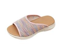LOPILY Sandalia Elegante Mujer Azul solo pie, informales, versátiles, ligeras y cómodas, con plana y malla de de pez para mujer, nuevas de verano (Red, 42)