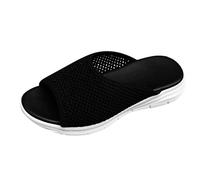 LOPILY Sandalia Elegante Mujer Azul solo pie, informales, versátiles, ligeras y cómodas, con plana y malla de de pez para mujer, nuevas de verano (Black, 40)