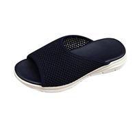 LOPILY Sandalia Elegante Mujer Azul solo pie, informales, versátiles, ligeras y cómodas, con plana y malla de de pez para mujer, nuevas de verano (Blue, 41)