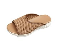 LOPILY Sandalia Elegante Mujer Azul solo pie, informales, versátiles, ligeras y cómodas, con plana y malla de de pez para mujer, nuevas de verano (Khaki, 40)