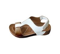 LOPILY Sandalia Mujer Negras de cuero con huecos laterales y inclinada para mujer, de verano (Brown, 40)