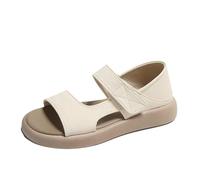 LOPILY Sandalias Altas Mujer para mujer, transpirables, de, para playa, cómodas, planas, para caminar en verano, color negro (White, 37)