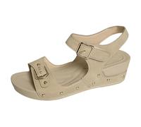 LOPILY Sandalias Azul para mujer, deportivas, cómodas, con de, con tira trasera, elásticas, para playa, vacaciones, informales, con (Beige, 38)