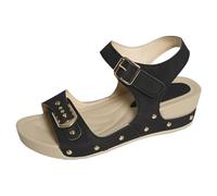 LOPILY Sandalias Azul para mujer, deportivas, cómodas, con de, con tira trasera, elásticas, para playa, vacaciones, informales, con (Black, 38)