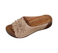 LOPILY Sandalias Mujer Pulsera vaquera coreana con tacón y punta cuadrada abierta y gruesa a la para llevar al libre (Beige, 39)