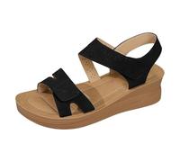 LOPILY Sandalias Negra Mujer para mujer, sandalias caminar con soporte de, sandalias antideslizantes, cómodas, chanclas casuales, sandalias sin cordones, sandalias planas de verano para (Black, 41)