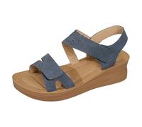 LOPILY Sandalias Negra Mujer para mujer, sandalias caminar con soporte de, sandalias antideslizantes, cómodas, chanclas casuales, sandalias sin cordones, sandalias planas de verano para (Blue, 38)