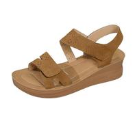 LOPILY Sandalias Negra Mujer para mujer, sandalias caminar con soporte de, sandalias antideslizantes, cómodas, chanclas casuales, sandalias sin cordones, sandalias planas de verano para (Khaki, 37)