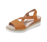 LOPILY Sandalias Piedras Mujer mujer, informales, cómodas, sencillas y ligeras, con tacón de pendiente y punta abierta, con de pez (Yellow, 36)